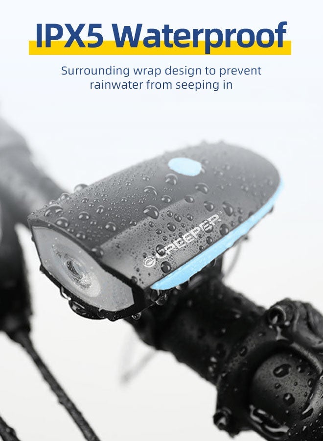 CREEPER مصباح أمامي للدراجة مزود بأوضاع وميض متعددة وبوق - Image 5